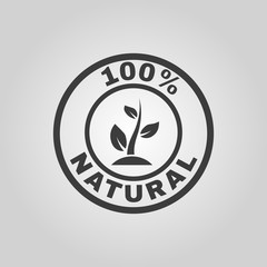 The 100 percent natural icon. Eco and bio, ecology symbol. Flat