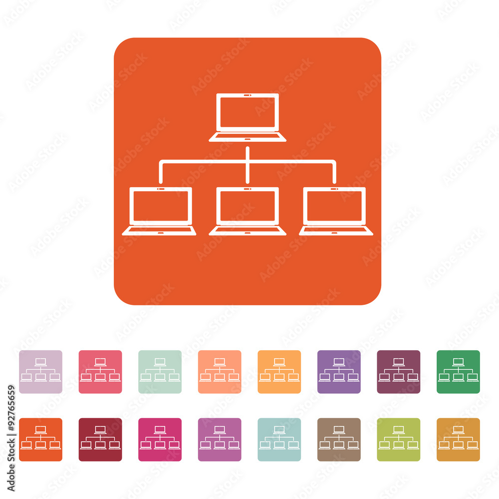 Poster the network icon. connection and internet, database symbol. flat