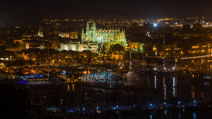 La Seu y badia de Palma, noche