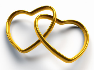 Goldene Ringe in Herzform