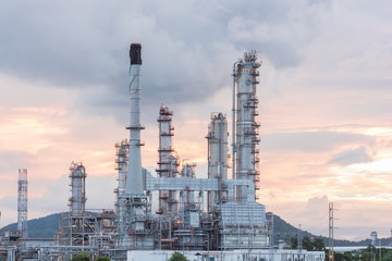 Oil Refinery factory in morning sunrise