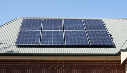 Solar panels on iron roof
