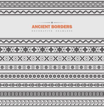 Set of seamless ancient borders