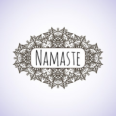 Welcome gesture Indian greeting banner in Namaste mudra on - obrazy, fototapety, plakaty