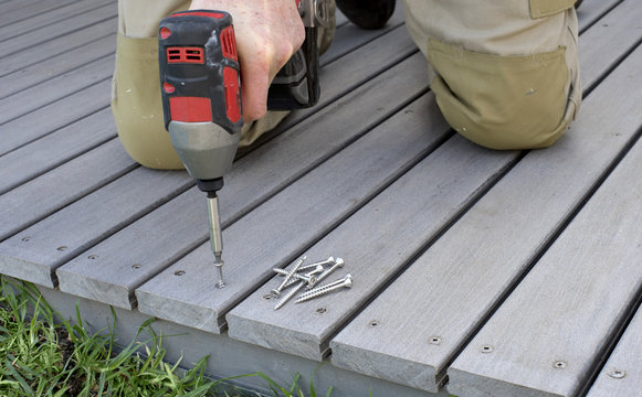 Laying composite decking at a home