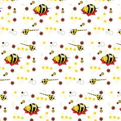 Милые мутанты слонопчелы паттерн/Паттерн с изображением милых симпатичных вымышленных мутантов слонов-пчел