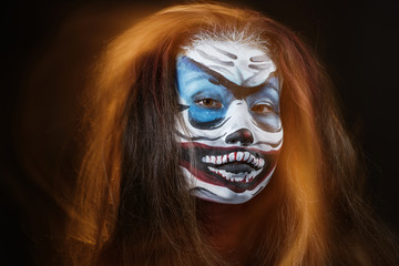 Fantasy hallowen make up. Close up shot of Fairy face art