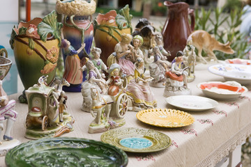 Vintage Ceramic Figurines of People, Outdoors
