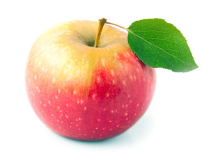 Red apple with leaf