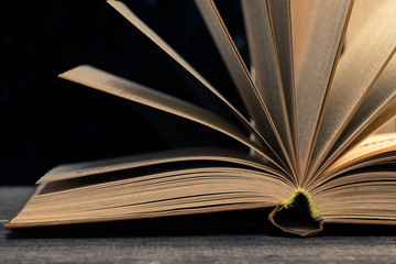 Retro books on wooden desk