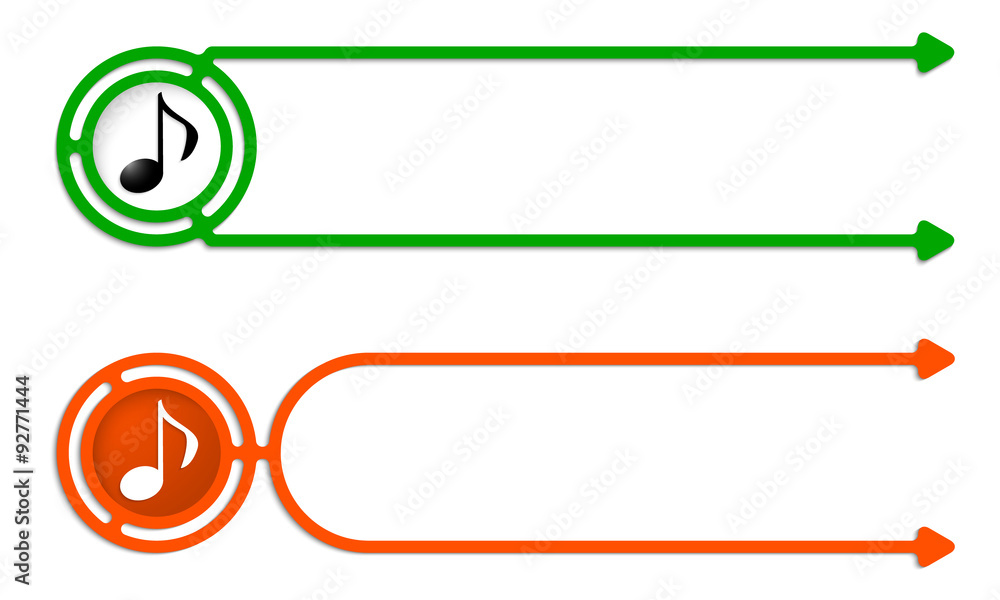 Poster two abstract boxes for your text and music symbol