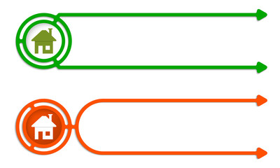 Fototapeta premium Two abstract boxes for your text and home symbol