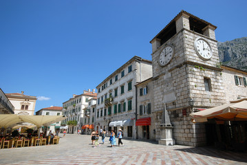 Clock tower in Kotor, Montenegro - obrazy, fototapety, plakaty