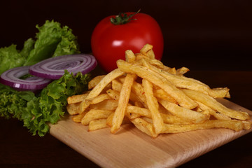 Potato chips and vegetables