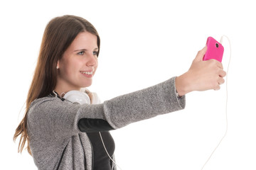 Junges Mädchen macht ein Selfie