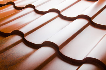Close up of metal roof tile
