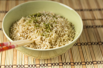Boiled brown rice with spices