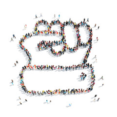 group  people  shape  fist isolated