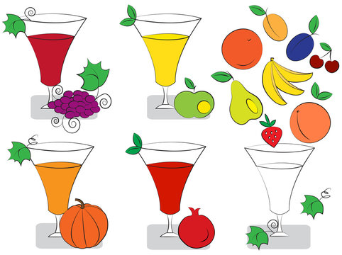 Glasses of fruit juice