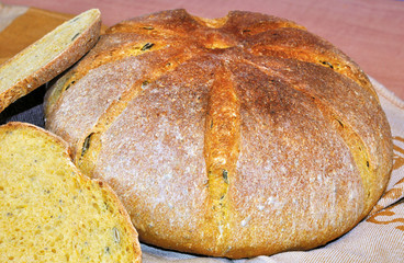 Fresh home-baked pumpkin bread.