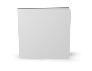 Square booklet template standing isolated on white.