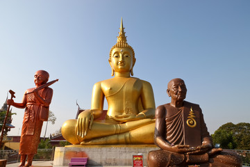 The big golden Buddha statue at temple Kanchanaburi, Thailand