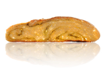 Slice of bread on white with clipping path.