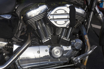 Plakat Engine of motorcycle in color