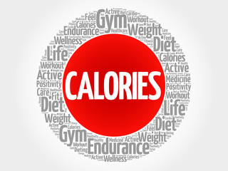 CALORIES circle stamp word cloud, fitness, sport, health concept