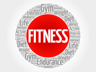 FITNESS circle stamp word cloud, fitness, sport, health concept