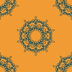 Azure and black seamless mandala Print.