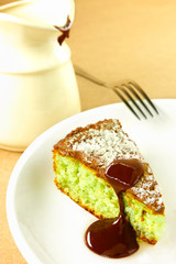 Coconut and mint cake with dark chocolate topping