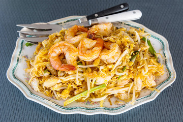 Thai food Pad thai , Stir fry noodles with shrimp