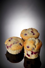 muffin on glass black background