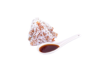kuih lopeh on white background