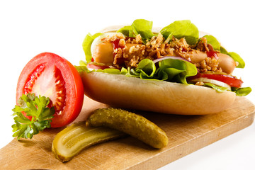 Hot dog on white background 