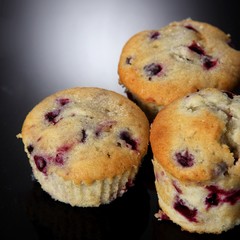 muffin on glass black background