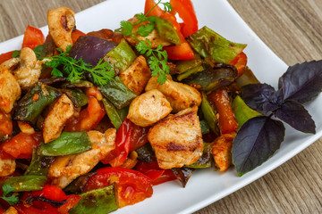 Stir fried chicken with vegetables