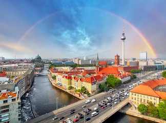 Poster Berlin city with rainbow, Germany © TTstudio