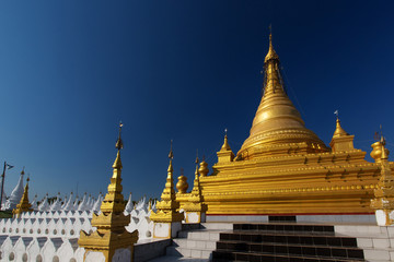 Fototapeta premium The World's biggest book Inscribing on the 729 marble stone slabs, Mandalay city in Myanmar.
