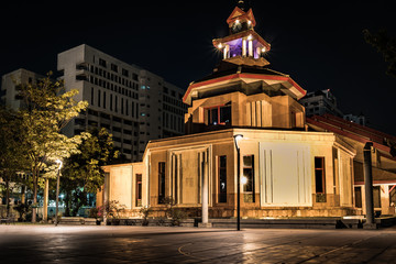Clock tower at nighttime