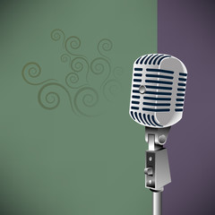 vintage microphone vector background with space for text