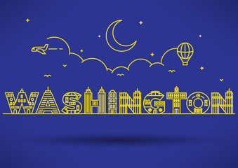 Washington City Typography Design with Building Letters
