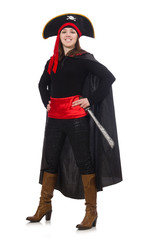 Woman pirate isolated on white