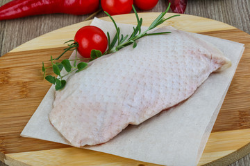 Raw duck breast