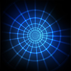 Vector : Abstract circle and perspective line on blue background