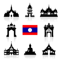 laos Icon Travel Landmarks.