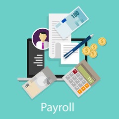 payroll salary accounting payment wages money calculator icon - obrazy, fototapety, plakaty