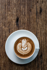 Hot Latte on a Wooden Table 