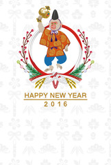 Japanese dressed monkey - Japanese new year card